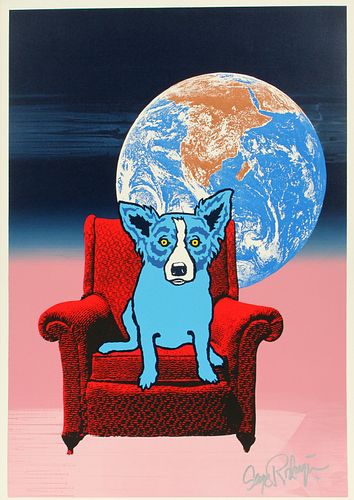 GEORGE RODRIGUE (AMER, 1944-2013), SERIGRAPH ON PAPER, 1992, H 34", W 24", "SPACE CHAIR" 