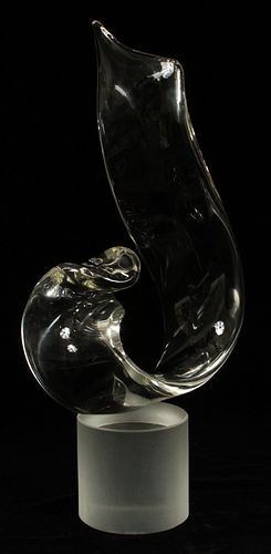 ELIO RAPHAELI (ITALIAN, B. 1936) CONTEMPORARY GLASS SCULPTURE, H 17 3/4", UNTITLED 