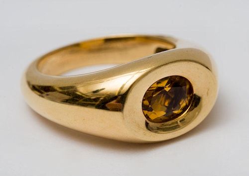 MAUBOUSSIN 18K GOLD AND CITRINE RING