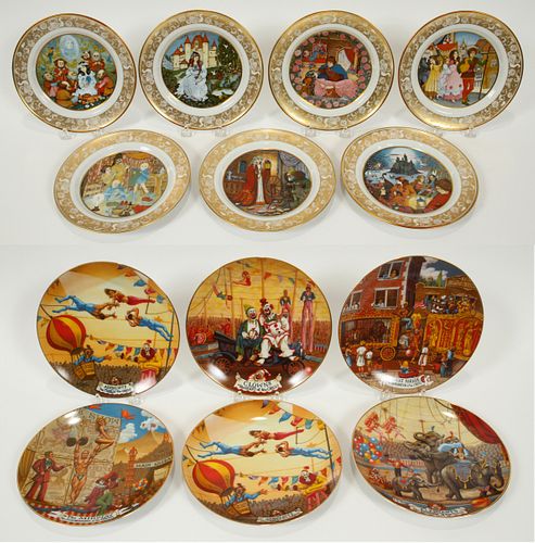 GRIMM'S FAIRY TALES AND CIRCUS PLATES BY FRANKLIN MINT, 13 D 8.25" 