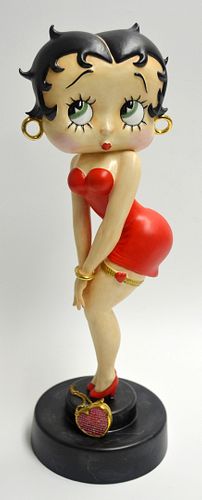 CONNOISSEUR, ENGLISH, BONE CHINA FIGURINE, H 12", W 4", D 4", BETTY BOOP "THE RED PURSE" 