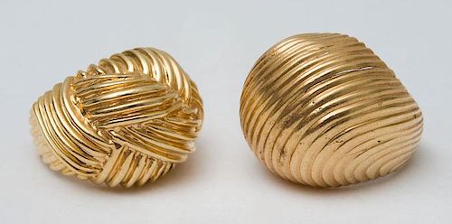 TWO 14K GOLD DOMED RINGS