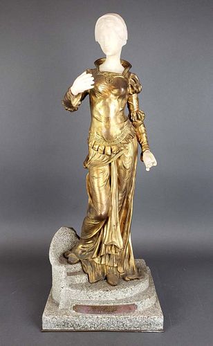Large Argentinian Bronze and Marble Figure Signed