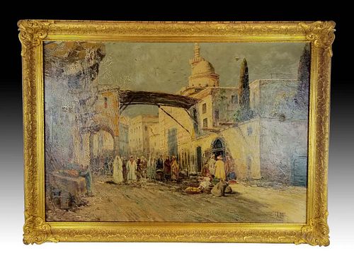 I.R. Abel Signed Large Orientalist Oil on Canvas