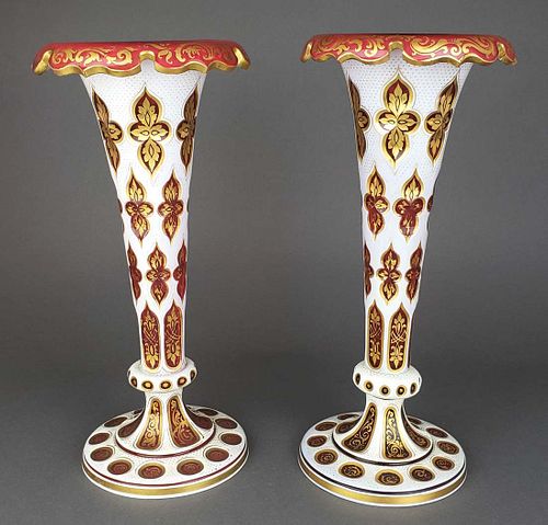 Pair of Large 19th C. Bohemian Vases