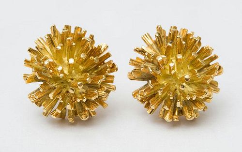 PAIR OF 14K GOLD SEA ANEMONE EARCLIPS