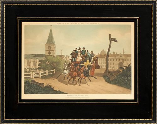 R. HAVELL, PRINT H 13'', W 19'', "STAGE COACH SETTING OFF" 
