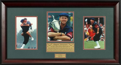 PAYNE STEWART, GOLFER, COLOR PICTURE COLLAGE, UNSIGNED, CA. 2006, H 14", W 26" 