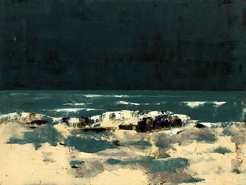 HAROLD COHN (AMER, MICH, 1908-1982), OIL ON MASONITE, H 18", W 24", SEASCAPE 