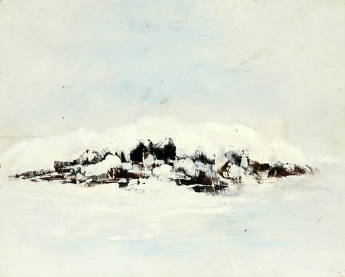 HAROLD COHN (AMER, MICH, 1908-1982), OIL ON MASONITE, H 24", W 30", WINTER SEASCAPE 