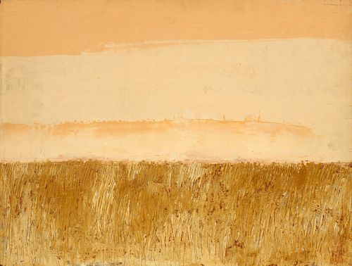 HAROLD COHN (AMER, MICH, 1908-1982), OIL ON MASONITE, H 18", W 24", ABSTRACT LANDSCAPE 