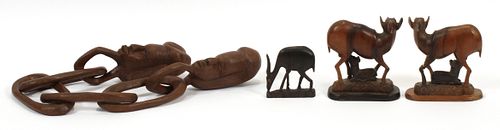 AFRICAN FIGURAL WOOD CARVINGS, 20TH C, 4 PCS. 