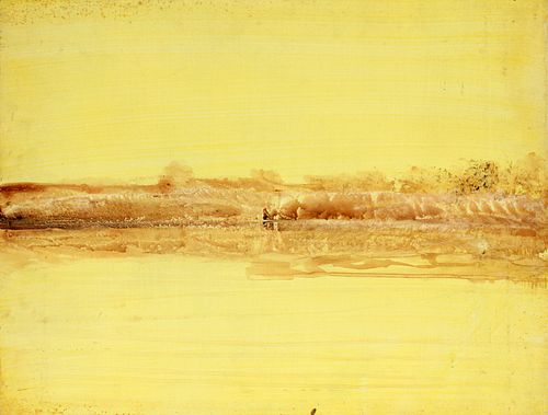 HAROLD COHN (AMER, MICH, 1908-1982), OIL ON MASONITE, H 20", W 26", ABSTRACT LANDSCAPE 
