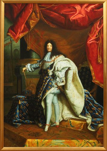 SIGNED SHAMANTHA, OIL ON CANVAS, H 36", W 24", KING LOUIS XIV 