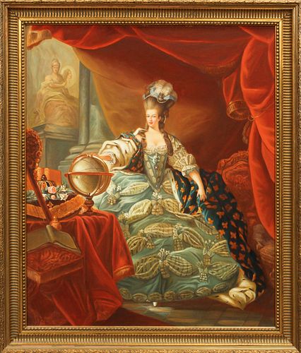 OIL ON CANVAS, H 33", W 27", FRENCH LADY OF NOBILITY 