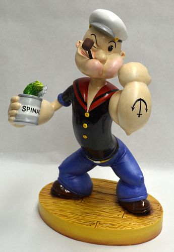 CONNOISSEUR, ENGLAND, 'POPEYE', PORCELAIN FIGURINE, H 11", "OH ME SPINACH" 