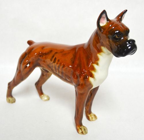 GOEBEL W. GERMANY, HAND PAINTED, PORCELAIN BOXER, H 7", W 6 1/4"