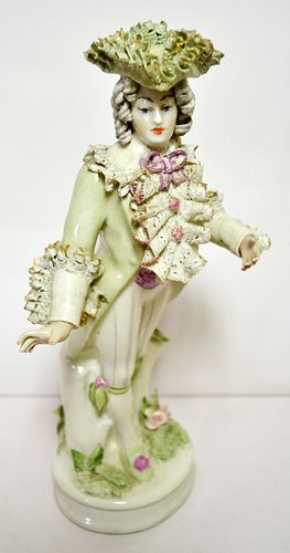 CORDEY PORCELAIN, FIGURINE, 1950, H 11", A FRENCH GENTLEMAN 