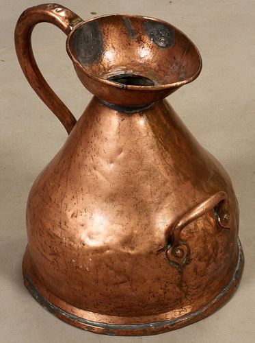 HAND HAMMERED COPPER, 5 GALLON HAYSTACK PITCHER, 19TH CENTURY, H 18", DIA 15" 