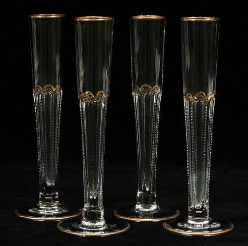 FABERGE, FRENCH, CRYSTAL FLUTES, 4 PCS., H 7" 