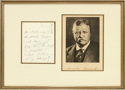 THEODORE ROOSEVELT (ATTR.) SIGNED NOTE, H 5", W 4"