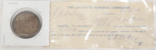 GEN.LAFAYETTE, STERLING SILVER, $1.00 BARBER COIN, DIA 39MM. 