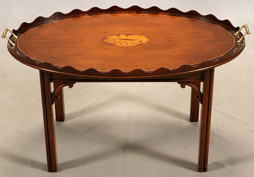 ENGLISH CHIPPENDALE ROSEWOOD TRAY TABLE, H 19", W 34"