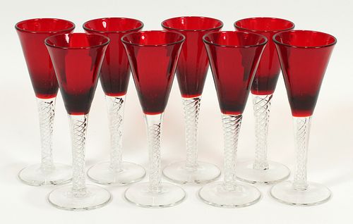 RUBY GLASS WINE GLASSES, 8 PCS, H 7"