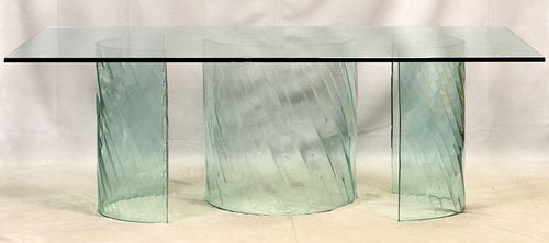 MODERNIST STYLE, GLASS  DINING TABLE, H 29", W 48", L 84" 