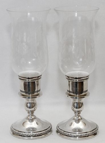INTERNATIONAL "PRELUDE" STERLING WEIGHTED CANDLESTICKS, PAIR, H 5"