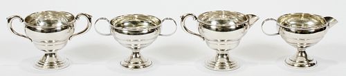 AMERICAN STERLING CREAMERS & SUGAR BOWLS, MID 20TH C., FOUR PIECES 