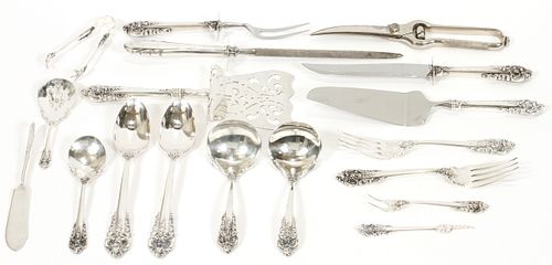 WALLACE, "GRAND BAROQUE", STERLING FLATWARE SERVING PIECES,  15 PCS. OZT. 22.34 