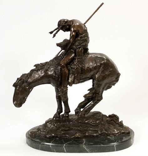 AFTER J. E.  FRASER, BRONZE SCULPTURE, "END OF THE TRAIL" H 21", W 20" 