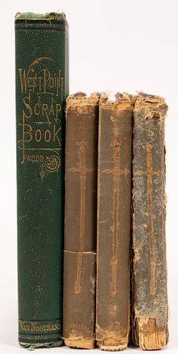 19TH CENTURY WEST POINT SCRAPBOOK AND "TIC TACS" BOOKS, 1871, 1878, FOUR, H 7", W 11" 