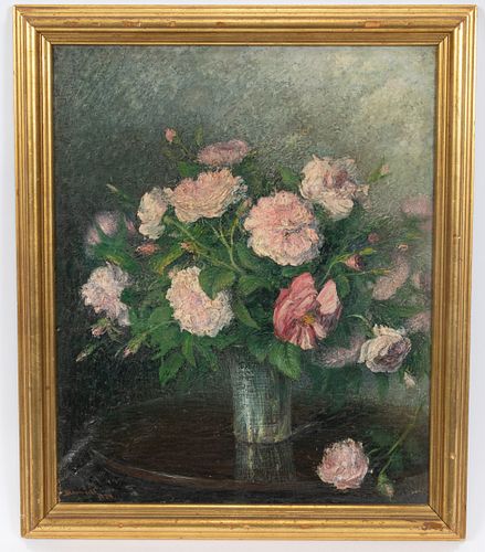 ALFRED HEPWORTH (AMER, 20TH C), OIL ON CANVAS, 1929, H 17", W 14", FLOWER BOUQUET 