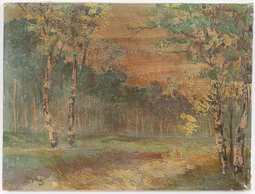 C.O. SPERLICH & SYMONS, OIL ON CANVAS, H 12", W 16", FOREST LANDSCAPE 