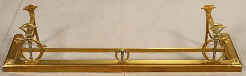 FEDERAL STYLE BRASS FIREPLACE FENDER H 11" W 52 1/2" D 14" 