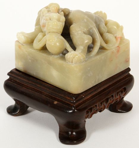 CHINESE CARVED SOAPSTONE SEAL, H 2.2 