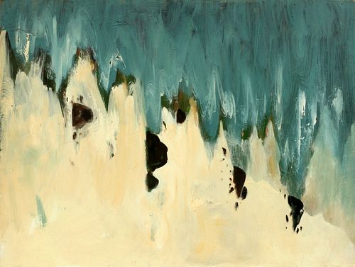 HAROLD COHN (AMER, MICH, 1908-1982), OIL ON MASONITE, H 24", W 18", COASTLINE 