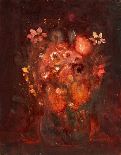 HAROLD COHN (AMER, MICH, 1908-1982), OIL ON MASONITE, H 18", W 14", FLOWER BOUQUET 