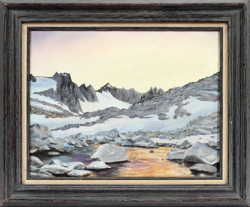 RON MCKITRICK (21ST C AMER), OIL ON CANVAS, H 14", W 18", MOUNTAINSCAPE 