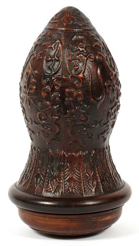 CHINESE, MOLDED GOURD, CRICKET CAGE, H 5", DIA 3"