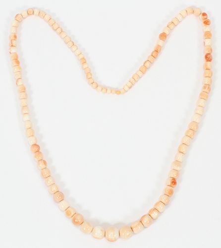 CORAL GRADUATED BEAD NECKLACE, L 28" 