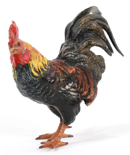 AUSTRIAN COLD PAINTED BRONZE ROOSTER H 3" 