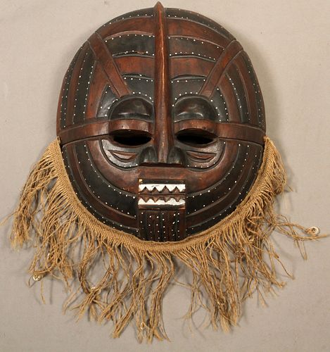 AFRICAN, CARVED WOOD CEREMONIAL MASK, 20TH C, W 14" L 17" 