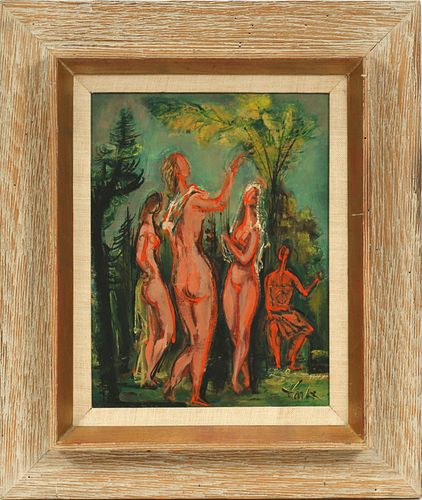 AMERICAN OIL ON BOARD, H 13", W 10", "THE JUDGMENT OF PARIS" 