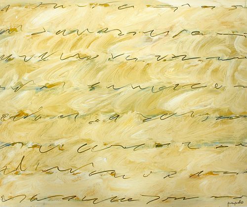 JANS KUIPER (AMER, B. 1943), OIL & ACRYLIC ON PAPER, 1980, H 15", L 18", "NOTES TO MYSELF" 