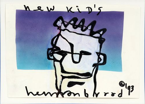 HERMAN BROOD (DUTCH, 1946–2001), MIXED MEDIA, 1993, H 19", W 14 1/2",  "NEW KID'S" 