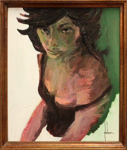 EDNA GLAUBMAN (AMER, 1919-1986), ACRYLIC ON BOARD, H 23", W 20", UNTITLED 