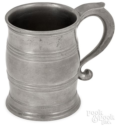 Philadelphia pewter barrel pint mug, ca. 1805